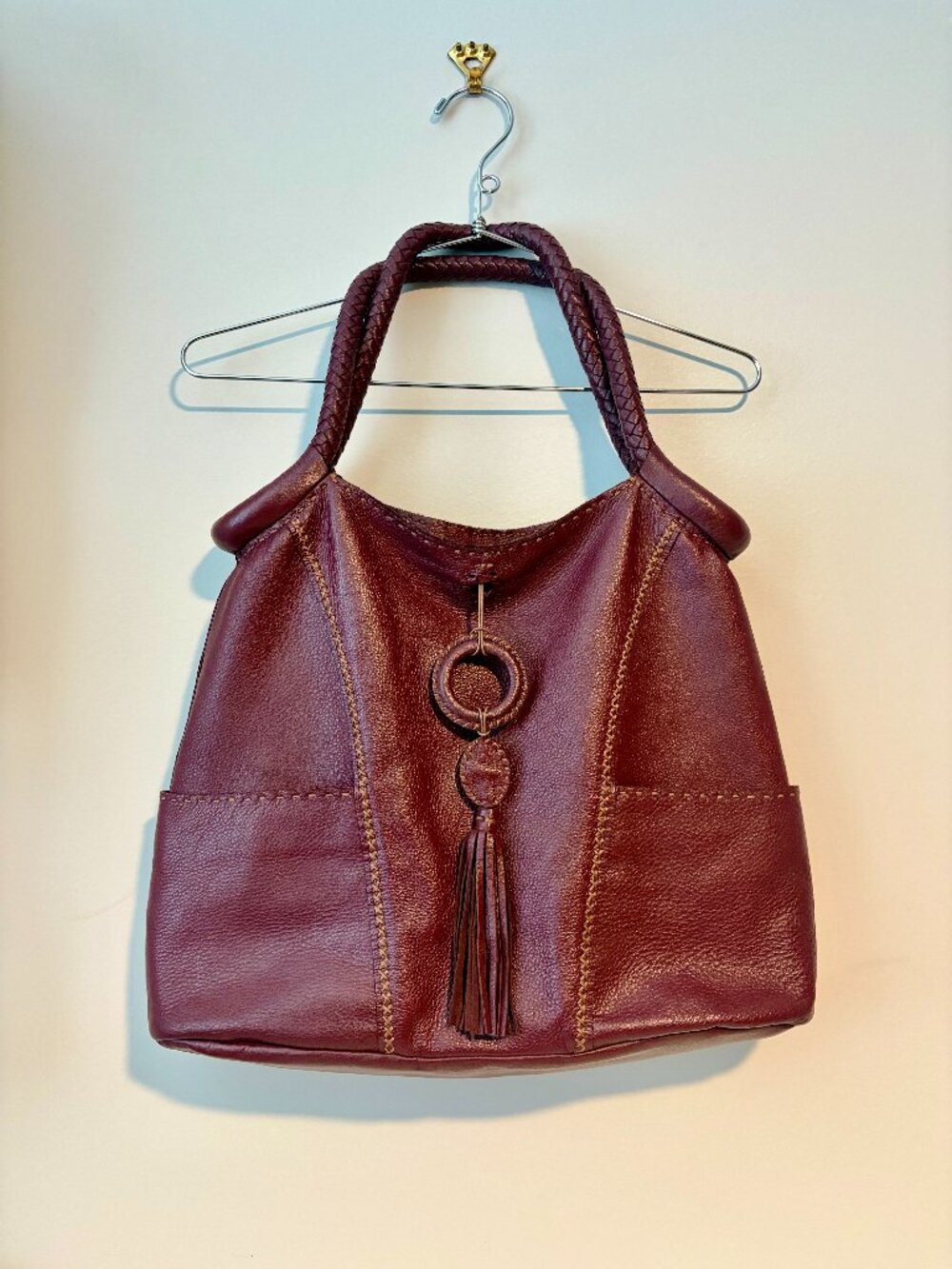 Carla Mancini Shoulder Bag in Rich Merlot Leather